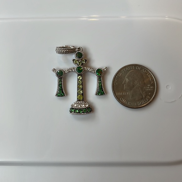 Judith Ripka Sterling Silver Peridot Chalcedony Libra ♎️ Zodiac Pendant NEW - Picture 5 of 7